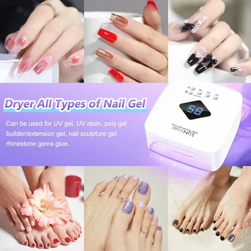 Vista 8 de LKE Lámpara de uñas UV recargable inalámbrica, luz UV de 86 W para uñas de gel con 3 ajustes de temporizador, sensor automático, secado rápido
