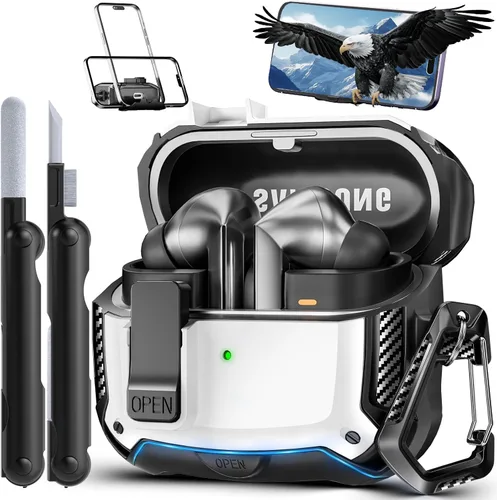 Vista 26 de Lock Fit Diseñado para Samsung Galaxy Buds3 FE (2025) / Buds3 Pro (2024) / Funda Buds 3 (2024), con kit de limpieza Cuerpo completo Resistente a