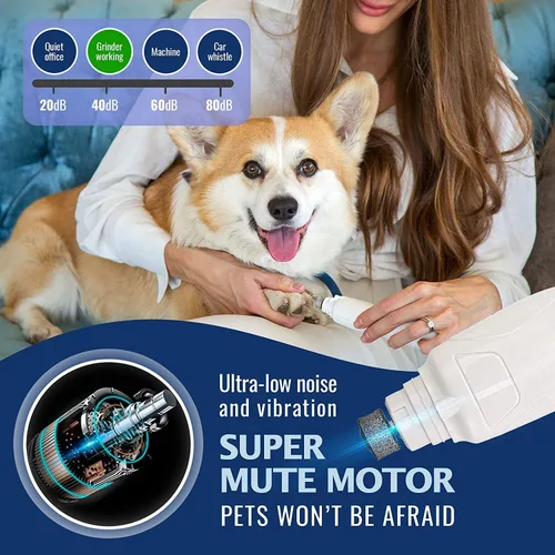 Vista 5 de Rexipets - Cortadora de uñas para perro, recargable, profesional, con LED, recargable, eléctrico, para mascotas, sin dolor, con patas de aseo