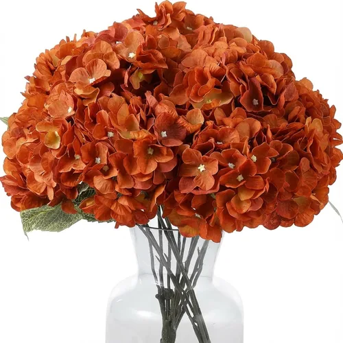 Vista 12 de 2 ramos de flores artificiales de hortensias de seda negra de 20 pulgadas