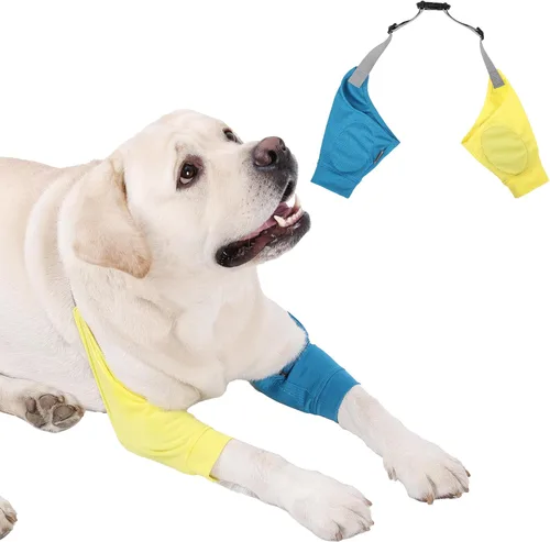 Vista 10 de Protector de codo para perro, mangas para perros para heridas y patas delanteras, mantiene la herida del codo limpia, con acolchado