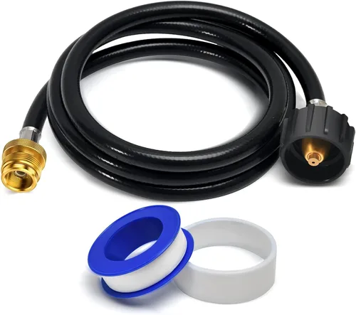 Vista 3 de ABYDA Manguera adaptadora de propano de 12 pies, manguera de tanque de propano de 1 libra a 20 libras con QCC1/tipo 1 para 5-40 libras, manguera