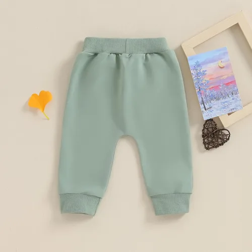 Vista 4 de Pantalones deportivos para bebés y niñas, color sólido, suaves, largos, para primavera, otoño, casual, pantalones deportivos