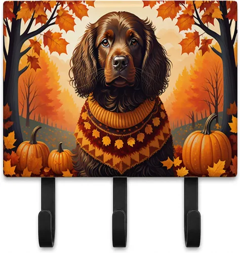 Vista 36 de Affenpinscher - Correa de otoño o llavero Affenpinscher Fall artwork on ceramic tile with three steel hooks for keys, leashes, towels