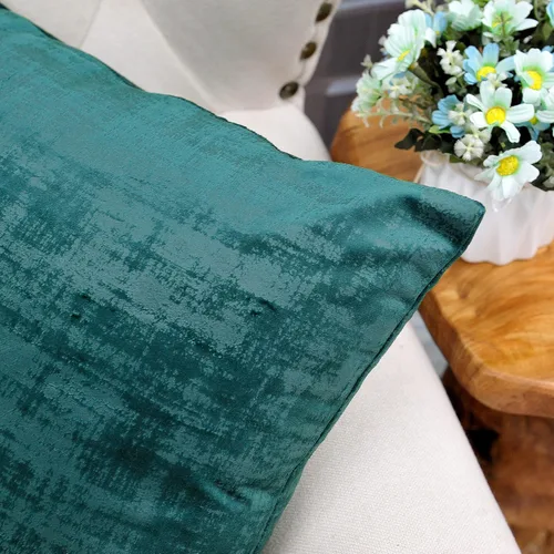 Vista 4 de Home Soft Things Juego de 4 fundas de almohada de terciopelo texturizado, 20 x 20 pulgadas, color verde azulado profundo, fundas decorativas