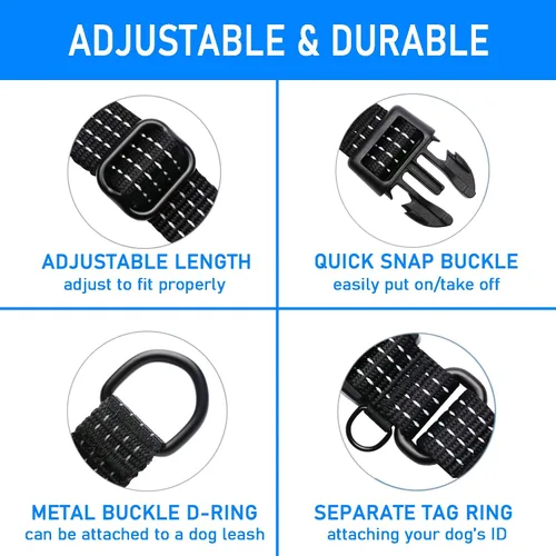 Vista 3 de Collar Martingale para perros de entrenamiento. Collares reflectantes ajustables con hebilla, sin tirones, evita que se resbalen, para perros