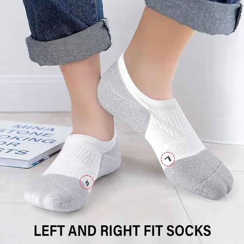 Vista 3 de Gonii No Show Socks - Calcetines de compresión acolchados de corte bajo para mujer, 5 pares