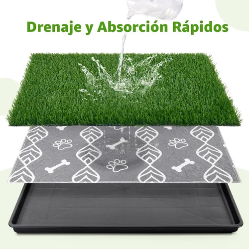Vista 3 de LOOBANI - Almohadilla de césped grande para perros con bandeja - Caja de arena para perros de 35x23 pulgadas con 2 parches de césped artificial + 2