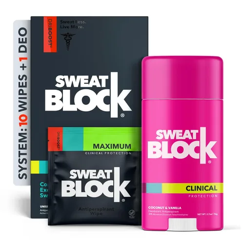 Vista 10 de SweatBlock Sistema Antitranspirante y Desodorante de Fuerza Clínica Máxima para Hombres y Mujeres Ayuda para Hiperhidrosis por Sudoración Excesiva