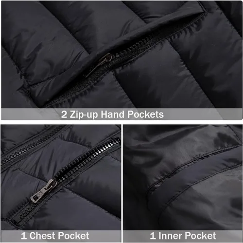 Vista 5 de Msmsse Chalecos de invierno para hombre, chaleco acolchado con capucha extraíble para hombre