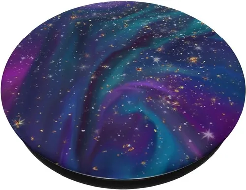 Vista 2 de Galaxy Space en azul púrpura cian verde amarillo AEHP658 PopSockets PopGrip: agarre intercambiable para teléfonos y tabletas