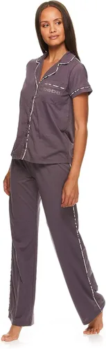 Vista 4 de bebe Womens Button down Shirt and Pajama Pants Lounge Sleep Set