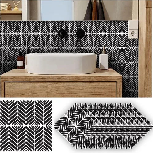 Vista 20 de Alwayspon 12 calcomanías mate para azulejos de pared, despegar y pegar, calcomanías de vinilo autoadhesivas para azulejos de cocina y baño, 6 x 6