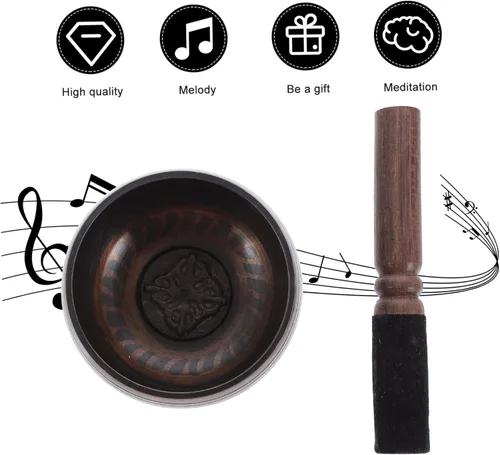 Vista 5 de SUPVOX 1 Unidades Buda Sound Bowl Budista Bowl Music Sound Bowl Alms Bowls Yoga Sets Crystal Sets Meditation Bowl Copper Singing Bowl Meditación