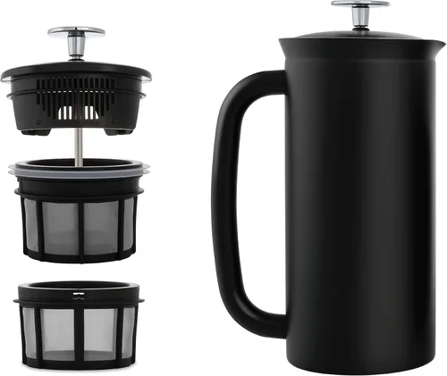 Vista 2 de ESPRO - Prensa francesa P7 - Cafetera y tetera aislada de acero inoxidable de doble pared con microfiltro - Mantiene las bebidas calientes durante