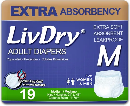 Vista 15 de LivDry Ropa interior para incontinencia para adultos, pañales de absorción extra para adultos, protección contra fugas, talla S, paquete de 20