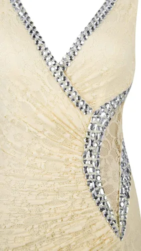 Vista 8 de ANGEL FASHIONS Vestido de novia de encaje con cuello en V para mujer