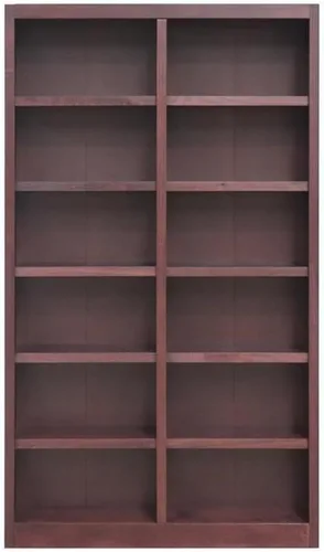 Vista 6 de Home Square Juego de 2 estanterías de madera tradicional de 12 estantes con 10 estantes ajustables y 2 estantes fijos en acabado cereza