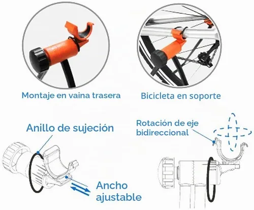 Vista 7 de Soporte para bicicleta Ibera, de altura regulable, plegable, mecánico, para guardar y reparar bicicletas