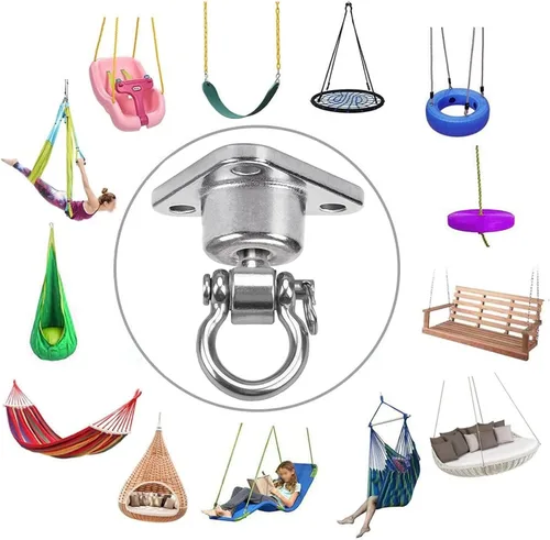 Vista 5 de Silent Bearing Swing Hanger resistente, a prueba de óxido SUS, capacidad de 1500 libras, rotación de 360 grados, patio de recreo, porche, yoga