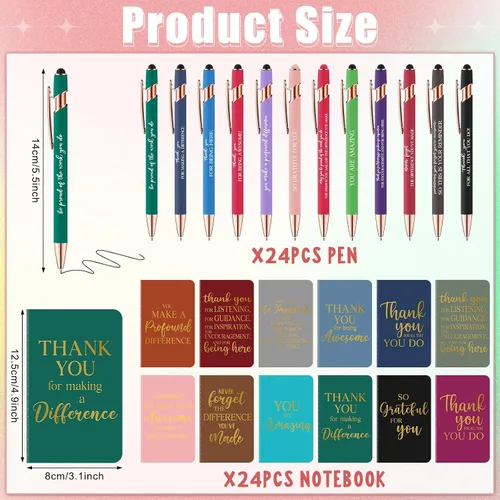 Vista 2 de Ragnhild 48 piezas de regalos de agradecimiento a granel, bolígrafos motivacionales, libretas inspiradoras, mini cuadernos motivacionales, regalos