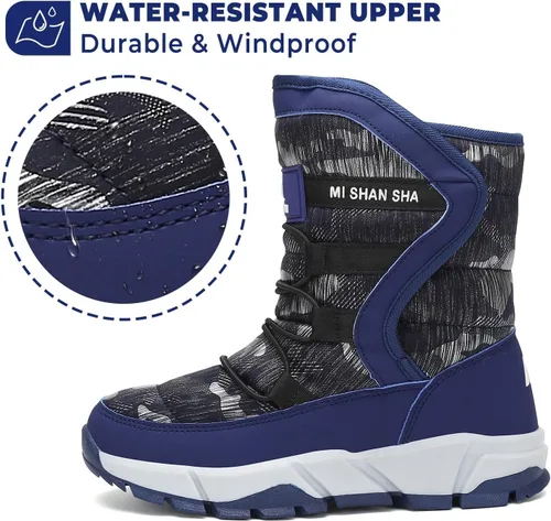 Vista 2 de Mishansha - Botas para la nieve para niño y niña, botas impermeables para el invierno, antideslizantes y cálidas para el clima frío