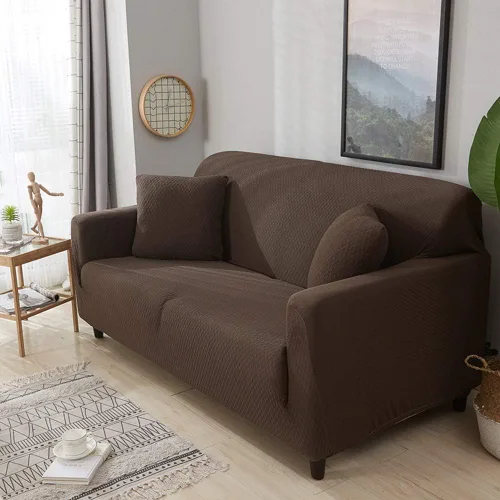 Vista 4 de JEOZBM Couch Slipcover, Brown Elastic Waterproof Sofa Cover, Slipcover Sofa Protector, Soft Furniture Protector for Home and Office, Multiple