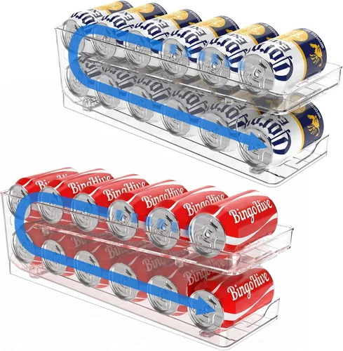 Vista 9 de Organizador de latas de soda enrollable BingoHive para refrigerador, dispensador de latas para cerveza, soda, seltzer, lata de pop, organizador