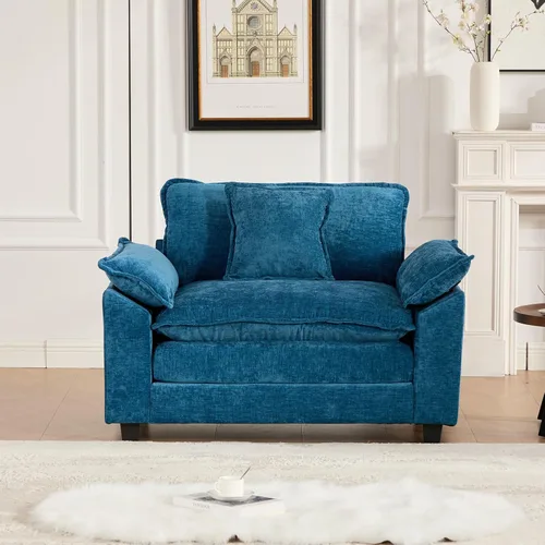 Vista 32 de Sofá seccional modular, sofá seccional en forma de L de 76.7 pulgadas con otomana móvil, cómodo loveseat de chenilla nube con reposabrazos