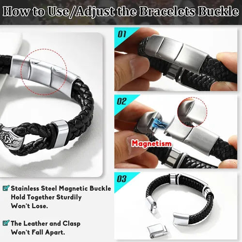 Vista 7 de Bestyle Collar y pulsera de martillo de Thor Viking para hombre genial