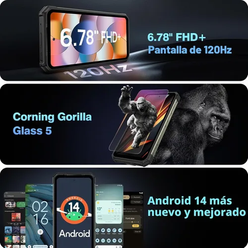 Vista 6 de Ulefone Armor 24 22000mAh Mega Battery - Teléfono resistente desbloqueado, luz de campamento, 24 GB de RAM +256 GB de ROM, pantalla FHD de 6.78