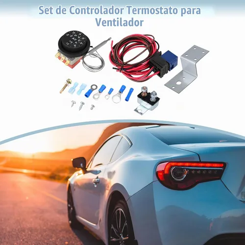 Vista 2 de X AUTOHAUX Kit de controlador de termostato de ventilador de radiador eléctrico de 12 V, kit de cable de relé de cableado para coche