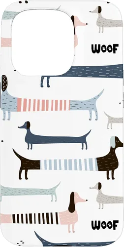Vista 14 de Dachshund Weenie Weiner Dog - Carcasa para iPhone 17, diseño azul, rosa y blanco