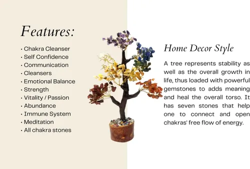 Vista 3 de Árbol de cristal, árbol de 7 piedras de chakras, decoración de cristal para el hogar, fortuna, regalos espirituales para la buena suerte, árboles