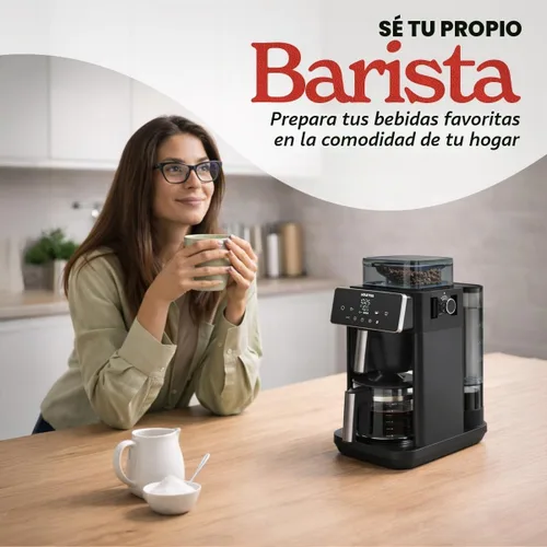 Vista 3 de Gourmia Cafetera de 10 tazas para moler y preparar - Molinillo de rebabas integrado, 3 fuerzas de preparación, pantalla digital programable, pausa
