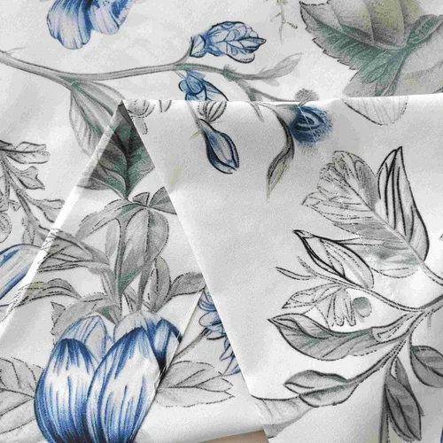 Vista 7 de SDIII Sábana bajera ajustable azul floral individual con 2 fundas de almohada, no incluye sábana encimera, microfibra suave azul vintage, sábanas