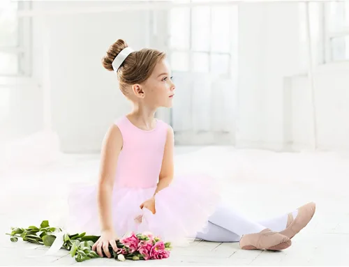Vista 7 de Jeere 3 Piece Leotard Ballet Set Cute Dance Tutu Dress Pink Ballet Yoga Shoes Soft Dance Tight for Girl's Gymnastics Ballet