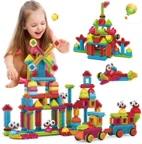 Vista 11 de Contixo Juguetes de construcción STEM – Juego de 65 piezas de azulejos magnéticos de mármol 3D para aprendizaje, apilables, juego de bloques