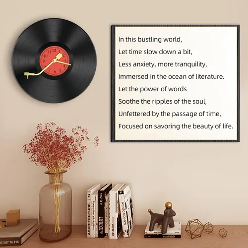 Vista 4 de Discos de vinilo de 12 pulgadas, decoración de pared, reloj de pared de disco de vinilo, relojes de pared únicos con pilas (batería no incluida)