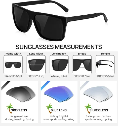 Vista 5 de MARE AZZURO Gafas de sol polarizadas de gran tamaño para mujeres y hombres, para conducir, pesca, deportes, protección UV400, para fiesta, playa, sol