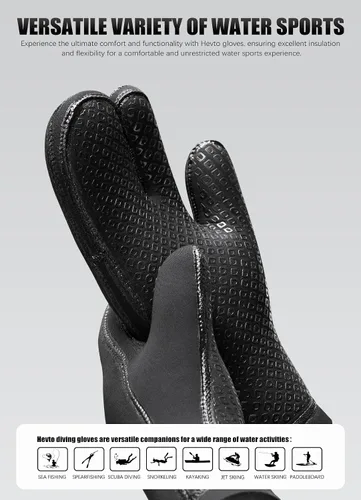 Vista 4 de Hevto Guantes de neopreno de 0.118 pulgadas y 0.197 pulgadas para hombres y mujeres, guantes de buceo GBS para mantener el calor en agua fría