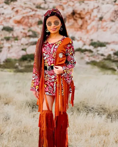 Vista 8 de Hippy Hippie Costume Women Teen Girl 60s 70s Outfit Clothes Hippie Halloween Costume for Women 70s Disco Costume Hippie Dress