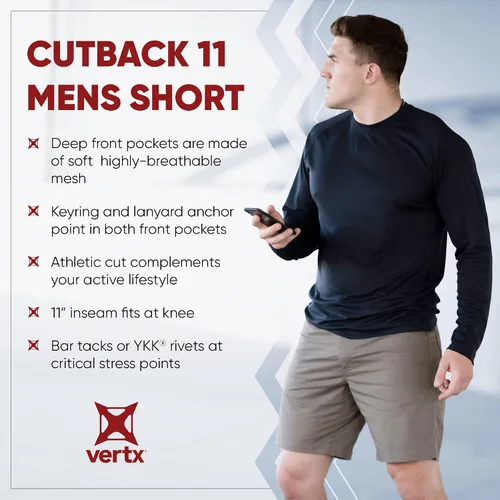 Vista 4 de Vertx Cutback Mens Tactical Cargo Shorts 11 inches, Outdoor Short with 8 Pockets for EDC Survival Gear Concealed Carry