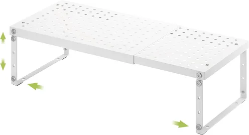 Vista 11 de RUILALIFE Estante organizador de gabinete expandible con altura ajustable, estante organizador de encimera de cocina apilable, elevador de estante