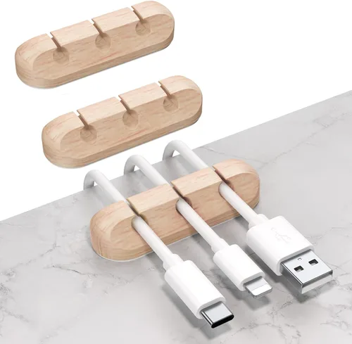 Vista 8 de SOULWIT Clips de soporte para cables, paquete de 3 clips organizadores de cables de silicona autoadhesivos para escritorio, cable de carga USB