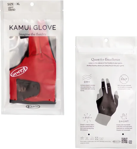 Vista 6 de KAMUI Guante de billar - Secado rápido - para mano izquierda (rojo, grande)