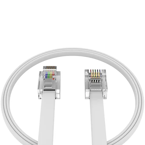 Vista 13 de Cable telefónico RJ11 de 1 pie – Cable de teléfono fijo de 4 cables de grado profesional, 100% cobre, chaqueta de PVC resistente, contactos dorados