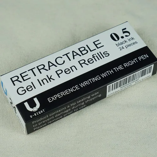 Vista 4 de U-RIGHT 24 unidades de recambios de tinta de gel retráctiles negras, tinta negra de 0,5 mm