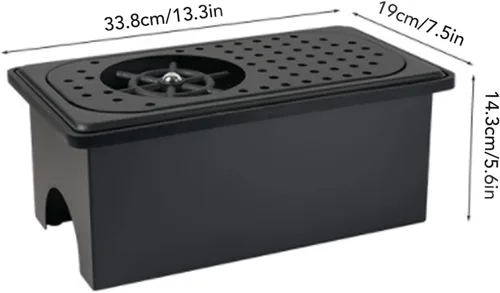 Vista 2 de Jarra Enjuagadora con manguera Barra de acero inoxidable 304 Arandela de vidrio Negro Taza de enjuague de baño de vidrio Rinserg Herramienta