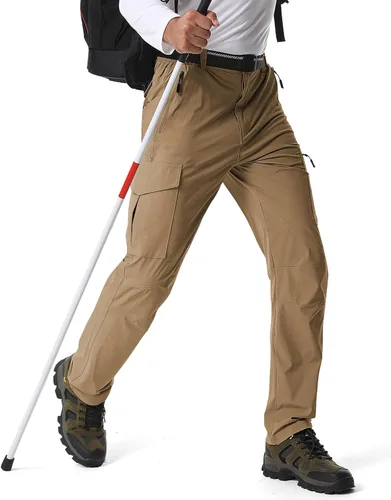 Vista 24 de Pantalones de senderismo para hombre, ligeros, transpirables, con 6 bolsillos, para verano, casual, de secado rápido, impermeables, pantalones